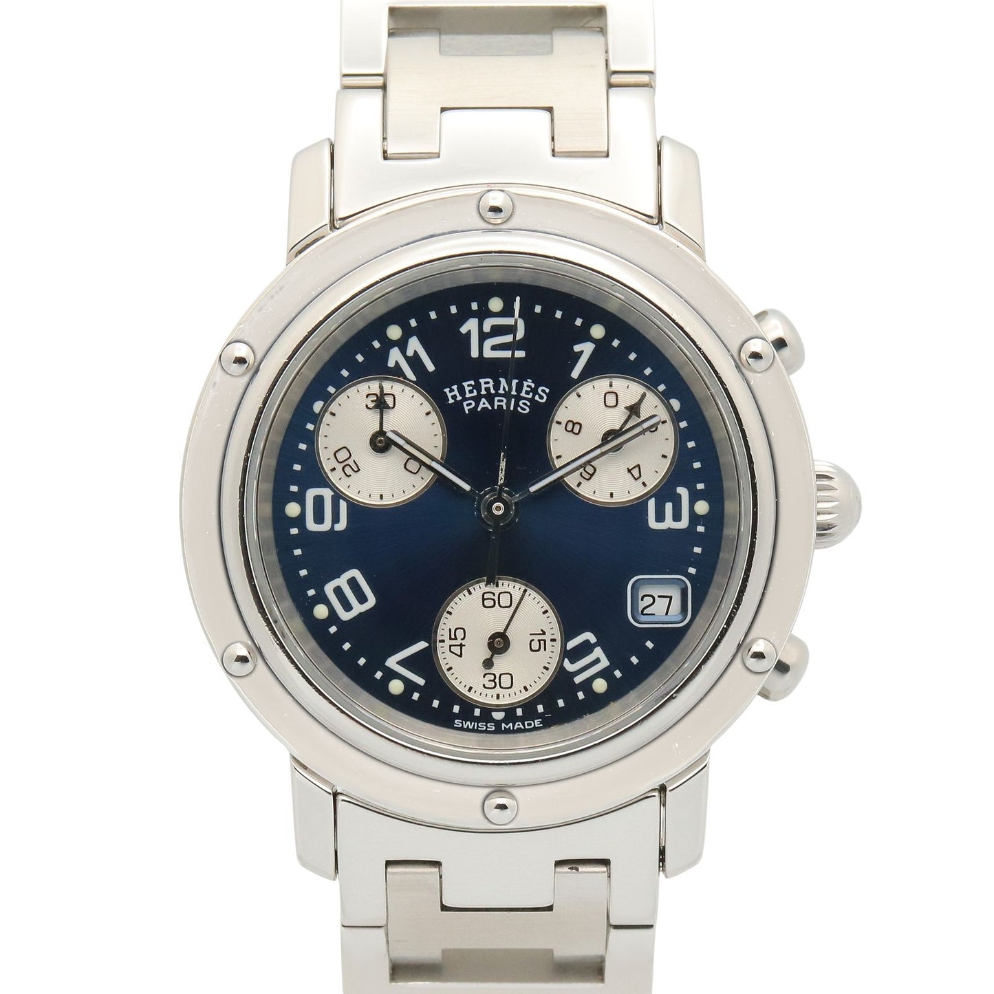 Hermes Watch Clipper Chrono Blue Stainless Steel is