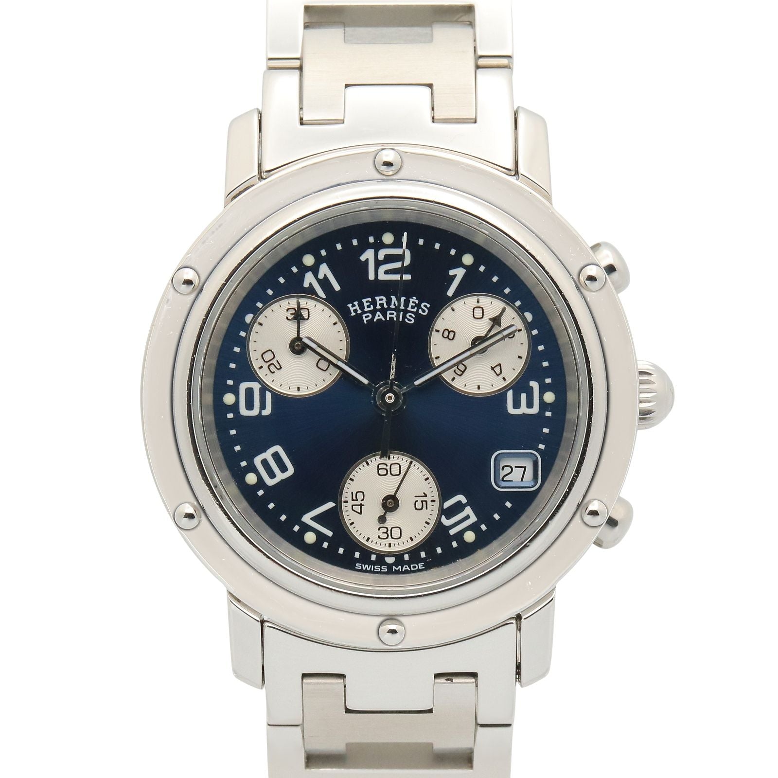 Hermes Watch Clipper Chrono Blue Stainless Steel is