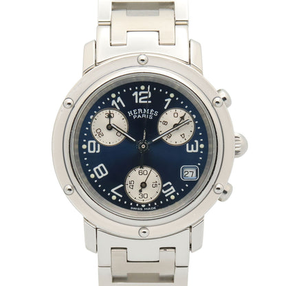 Hermes Watch Clipper Chrono Blue Stainless Steel is