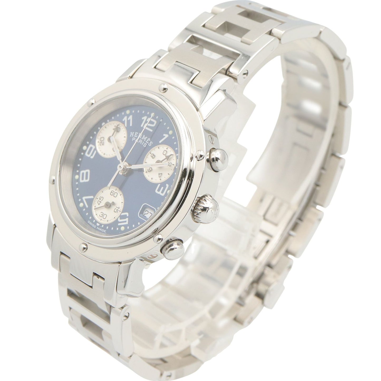 Hermes Watch Clipper Chrono Blue Stainless Steel is — view 2