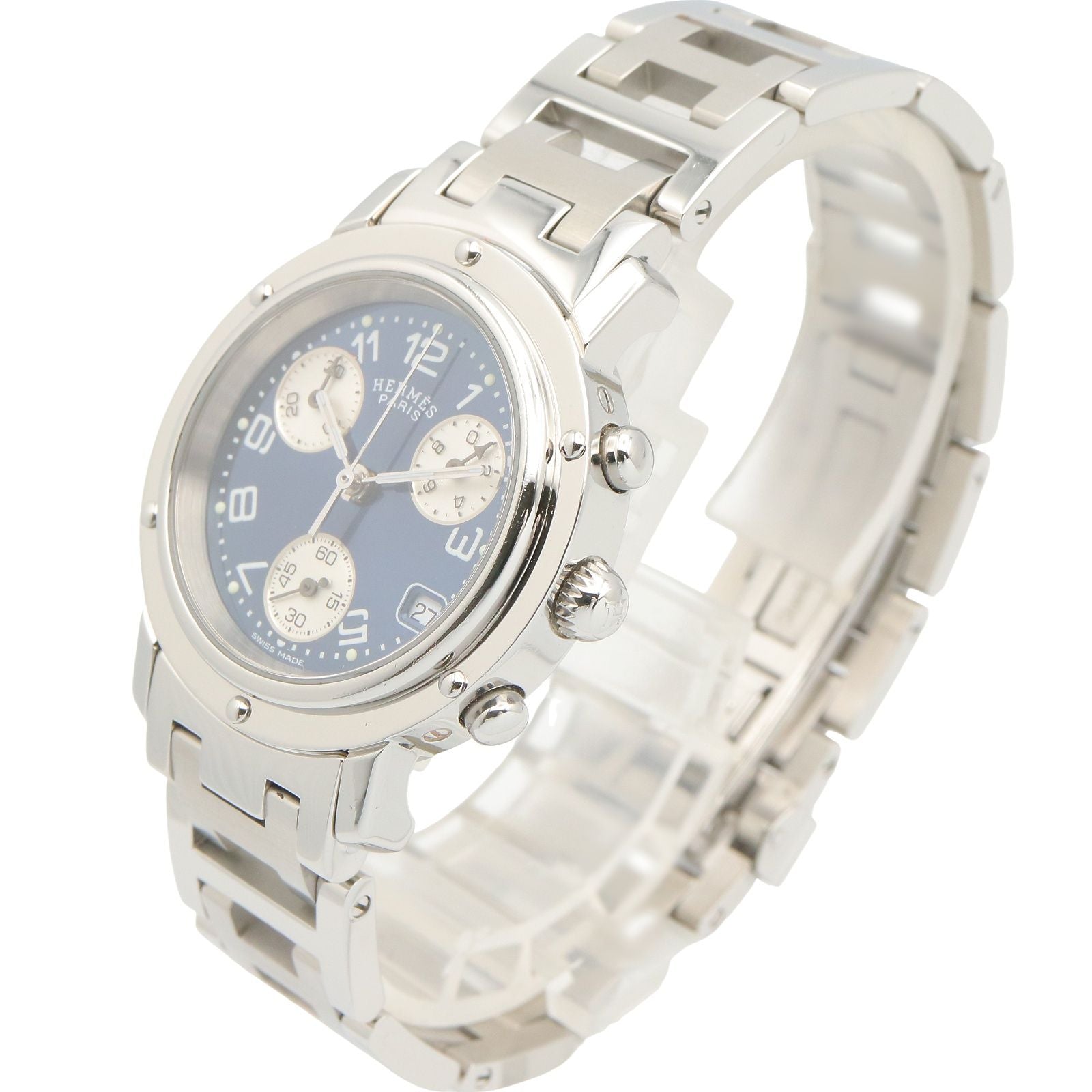 Hermes Watch Clipper Chrono Blue Stainless Steel is — view 2