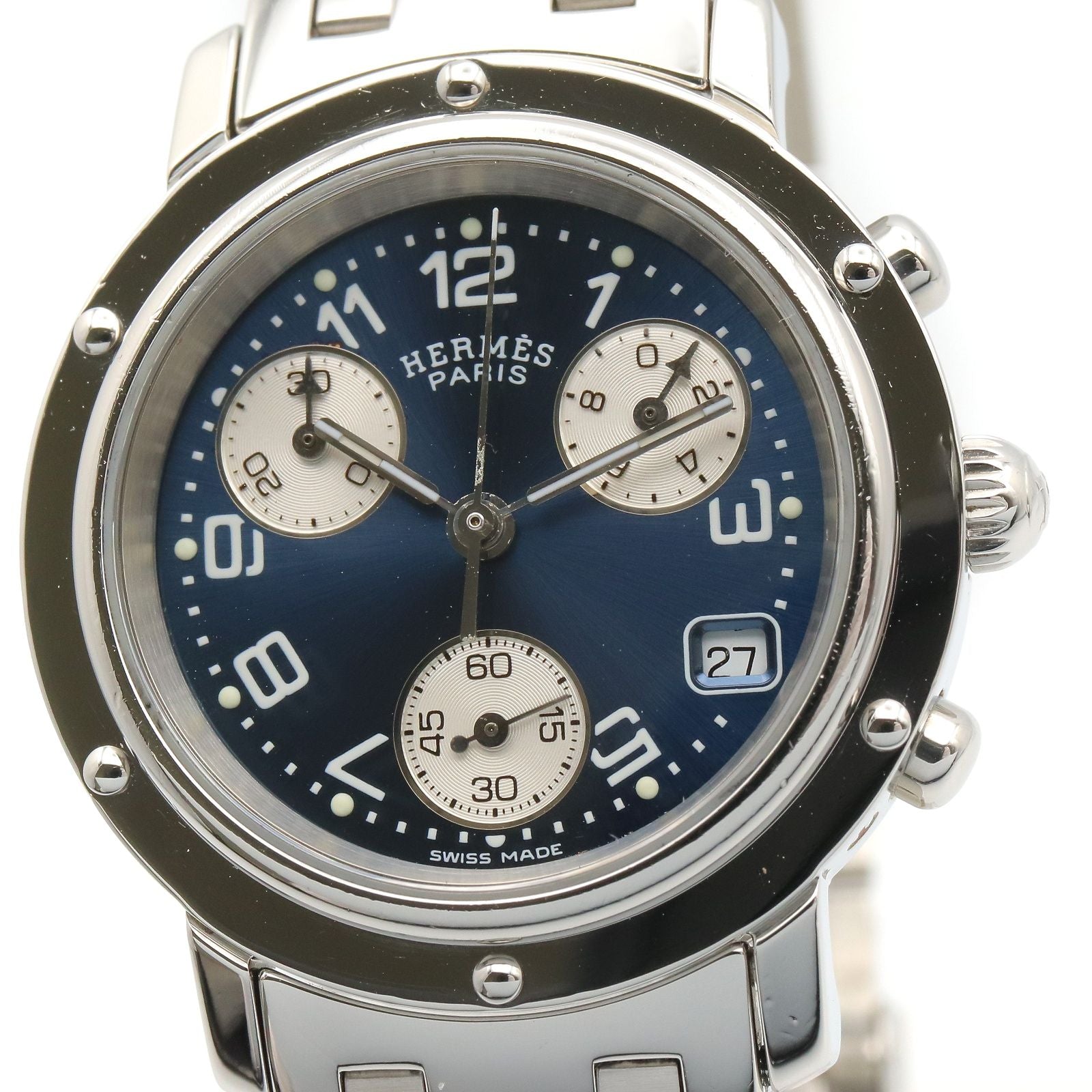 Hermes Watch Clipper Chrono Blue Stainless Steel is — view 3