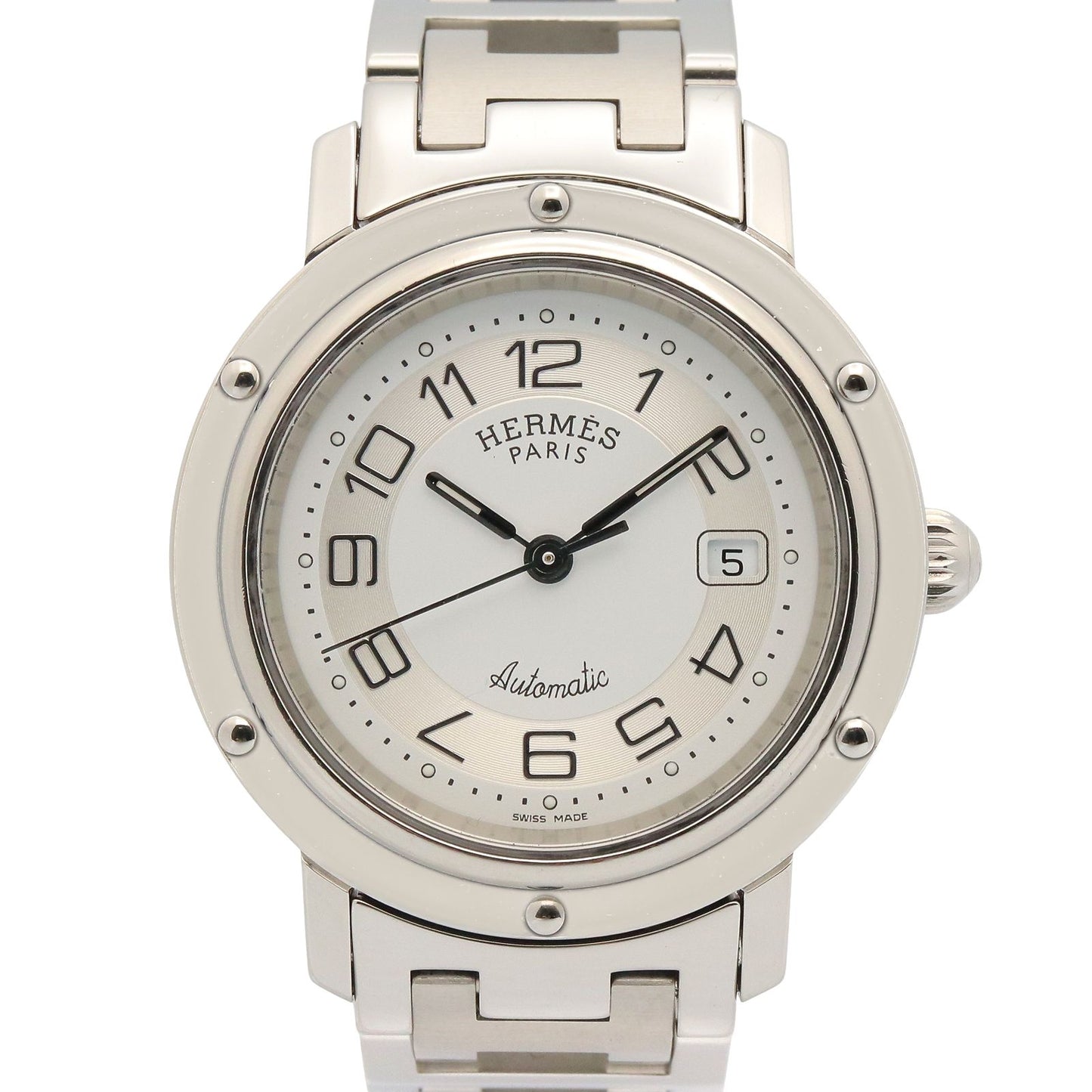 Hermes Watch Clipper Silver Stainless Steel is