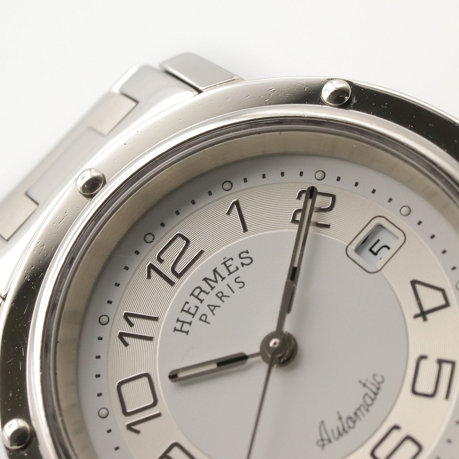 Hermes Watch Clipper Silver Stainless Steel is — view 9