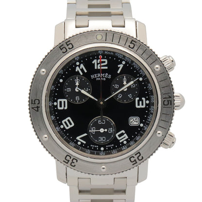 Hermes Watch Clipper Diver Chrono Black Stainless Steel