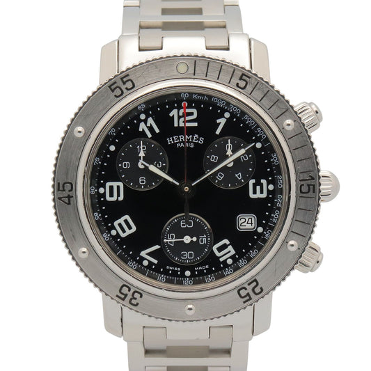 Hermes Watch Clipper Diver Chrono Black Stainless Steel