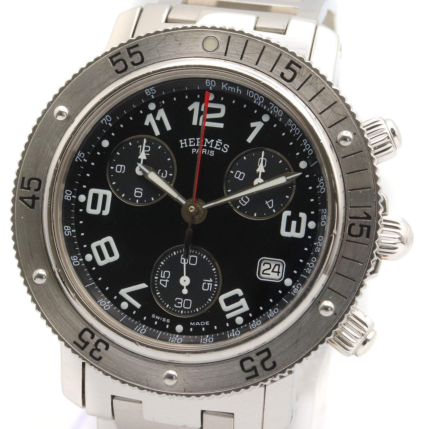 Hermes Watch Clipper Diver Chrono Black Stainless Steel — view 3
