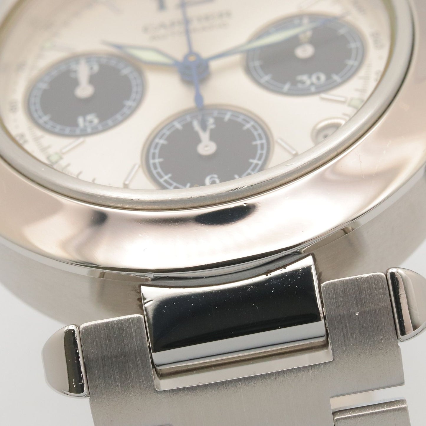 Cartier tee Watch Pasha C Chronograph Silver Stainless Steel is — view 9