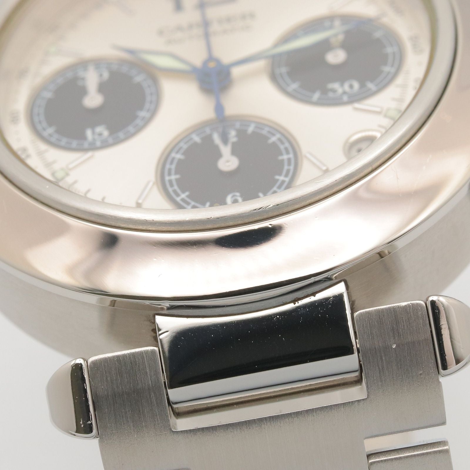 Cartier tee Watch Pasha C Chronograph Silver Stainless Steel is — view 9