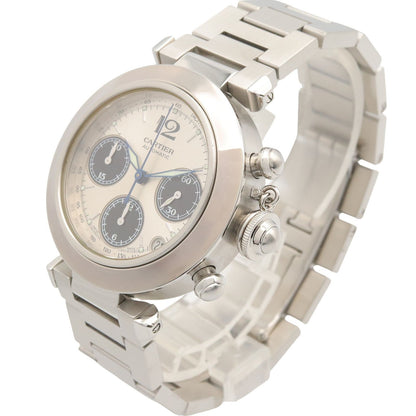 Cartier tee Watch Pasha C Chronograph Silver Stainless Steel is — view 2