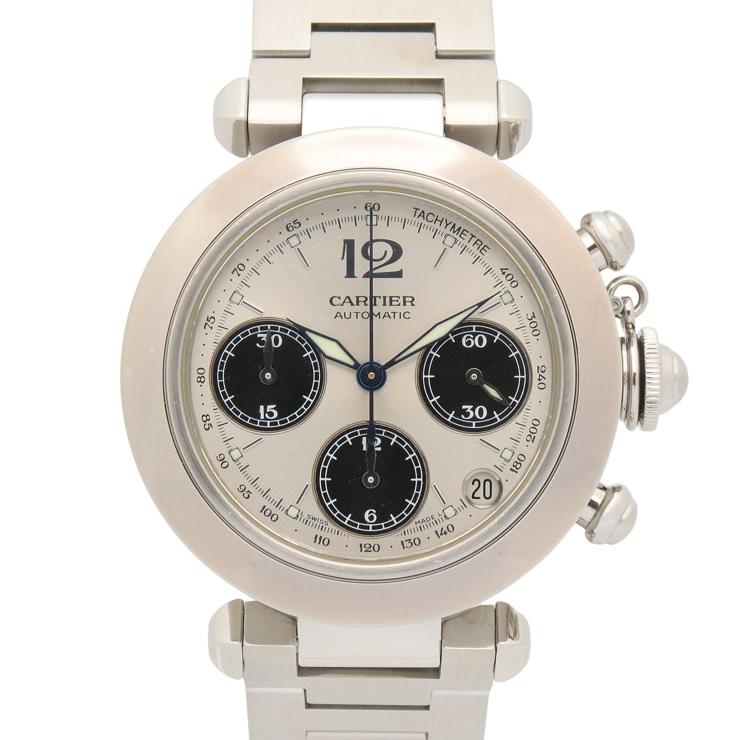 Cartier tee Watch Pasha C Chronograph Silver Stainless Steel is