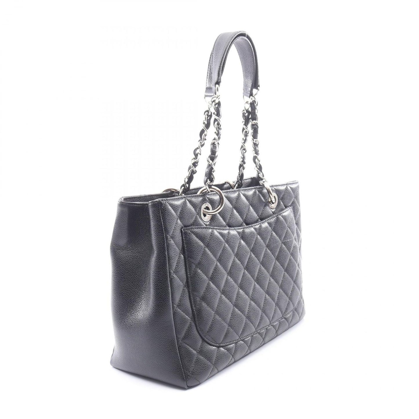 Chanel Tote Quilted Grand Shopping GST Black Caviar Leather Chain — view 2