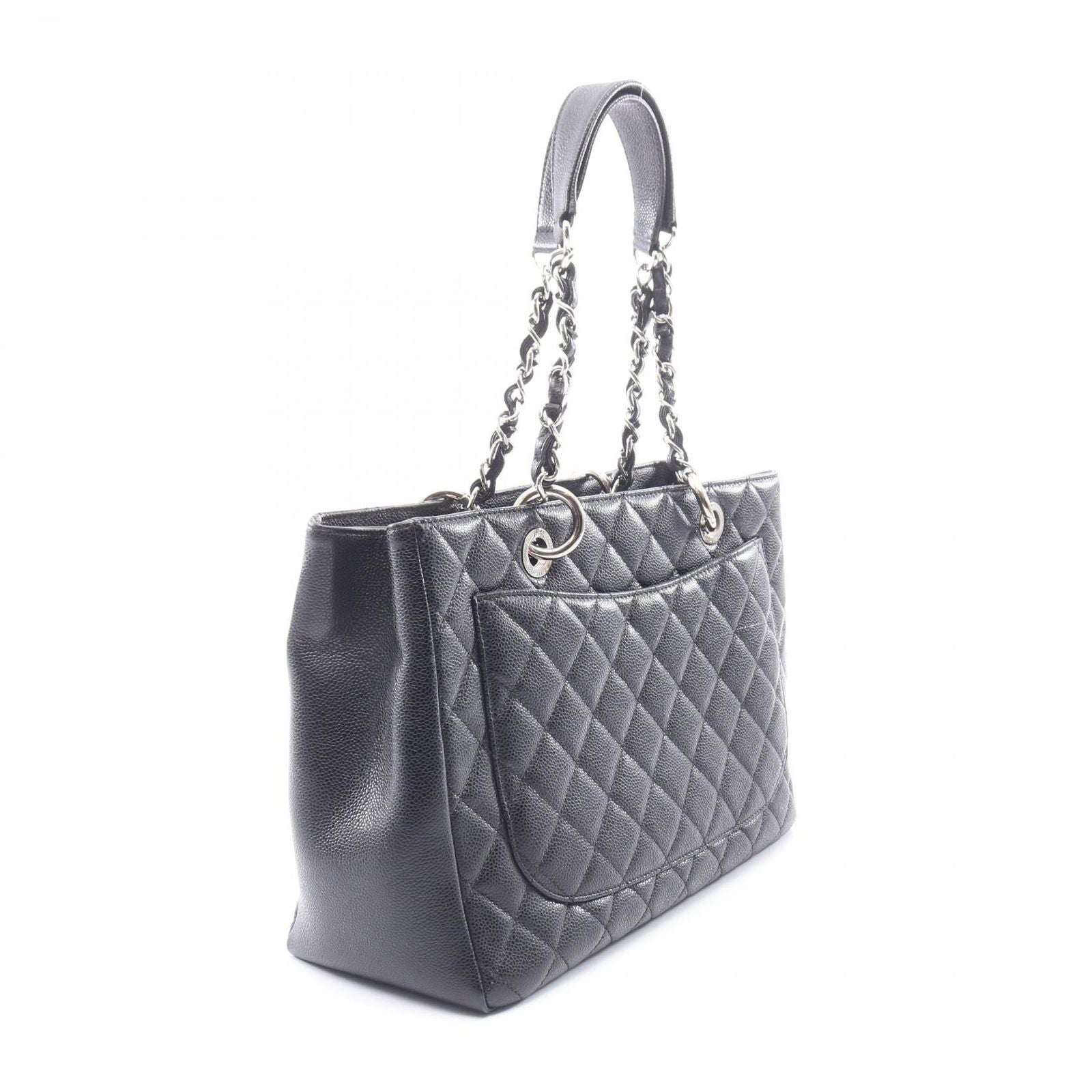 Chanel Tote Quilted Grand Shopping GST Black Caviar Leather Chain — view 2