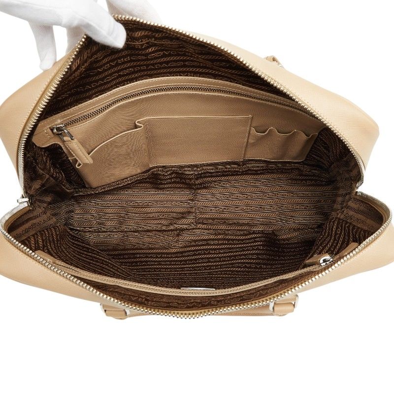 Prada Handbag Briefcase Business Beige Saffiano Leather — view 8