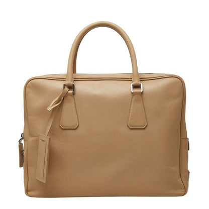 Prada Handbag Briefcase Business Beige Saffiano Leather
