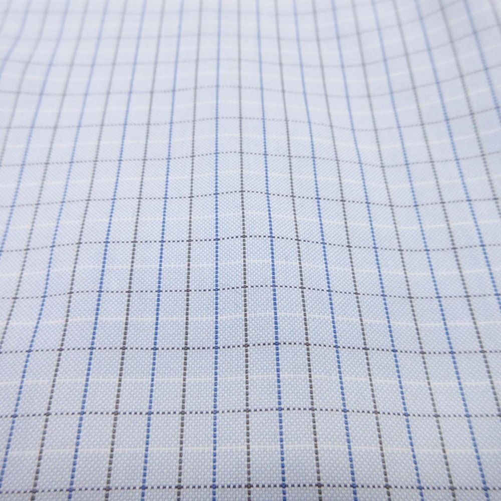 Hermes Series Button Cotton 100% Check Down Jacket Shirt Top Long Sleeve 42 Blue — view 5