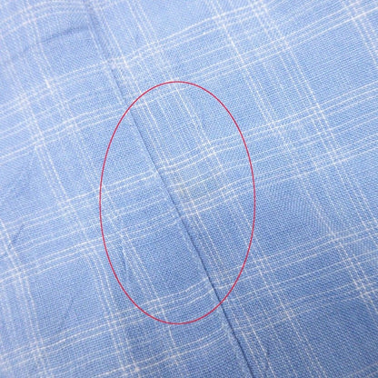 Hermes Linen 100% Check Shirt Top Short Sleeve 43 Blue — view 8