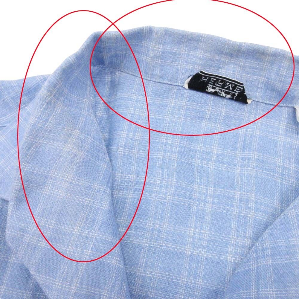 Hermes Linen 100% Check Shirt Top Short Sleeve 43 Blue — view 6