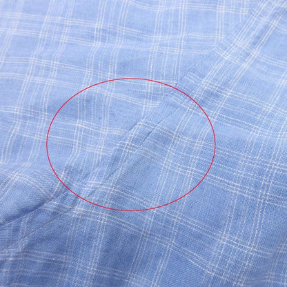 Hermes Linen 100% Check Shirt Top Short Sleeve 43 Blue — view 7