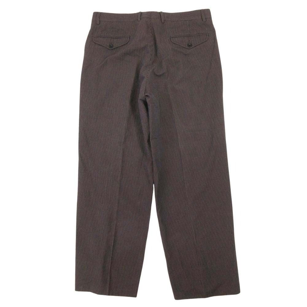 Hermes Cotton Linen Striped Trousers Pleated Pants 54 Brown Black — view 2