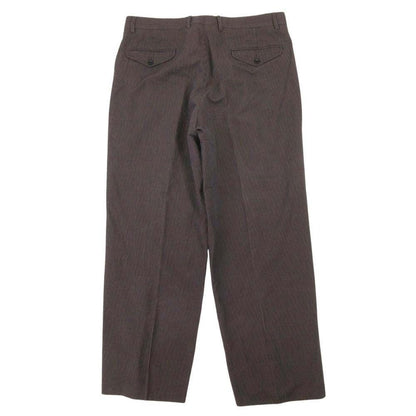 Hermes Cotton Linen Striped Trousers Pleated Pants 54 Brown Black — view 2