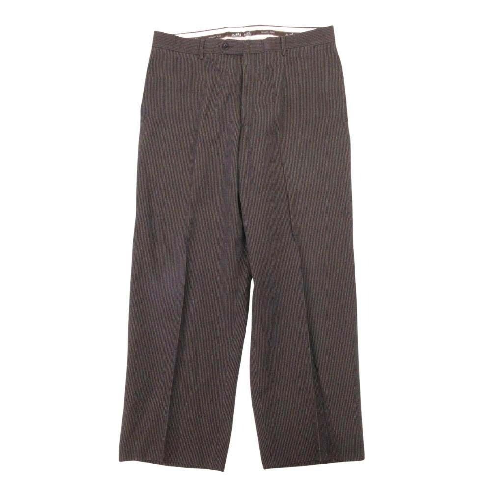 Hermes Cotton Linen Striped Trousers Pleated Pants 54 Brown Black