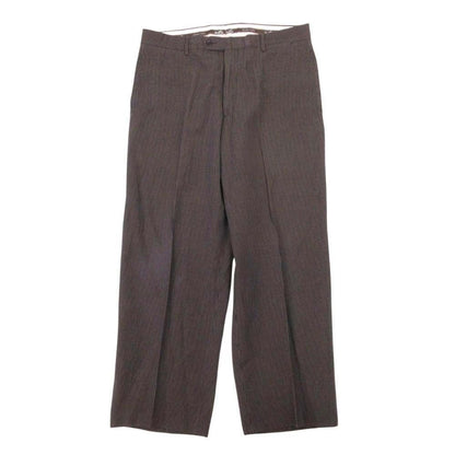 Hermes Cotton Linen Striped Trousers Pleated Pants 54 Brown Black