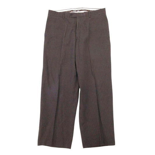 Hermes Cotton Linen Striped Trousers Pleated Pants 54 Brown Black