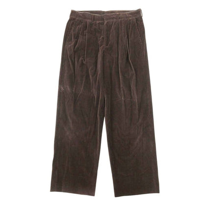 Hermes Corduroy Trousers Wide Tapered Pants Tucked 52 Brown