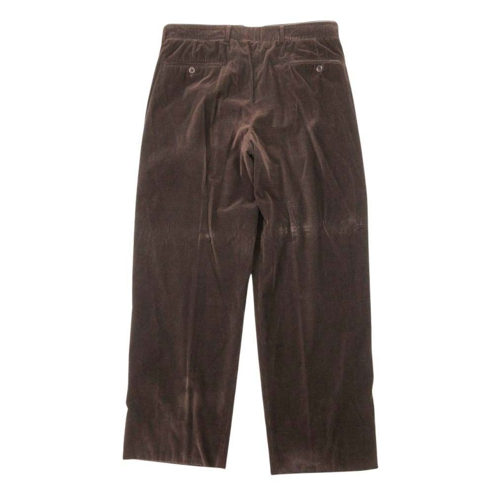 Hermes Corduroy Trousers Wide Tapered Pants Tucked 52 Brown — view 2