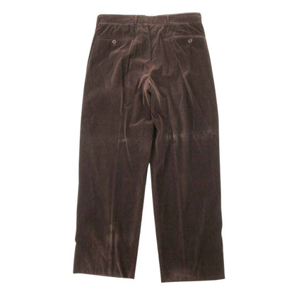 Hermes Corduroy Trousers Wide Tapered Pants Tucked 52 Brown — view 2