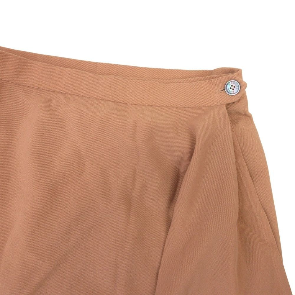 Hermes Vintage Wool Wrap Skirt Envelope Calf Length Semi Tight 40 Light Brown — view 3
