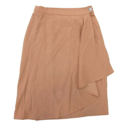 Hermes Vintage Wool Wrap Skirt Envelope Calf Length Semi Tight 40 Light Brown