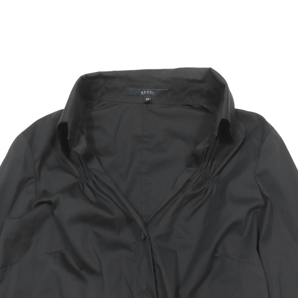 Gucci Vintage Stretch Shirt Blouse Long Sleeve Skipper Open Collar Gathered — view 3