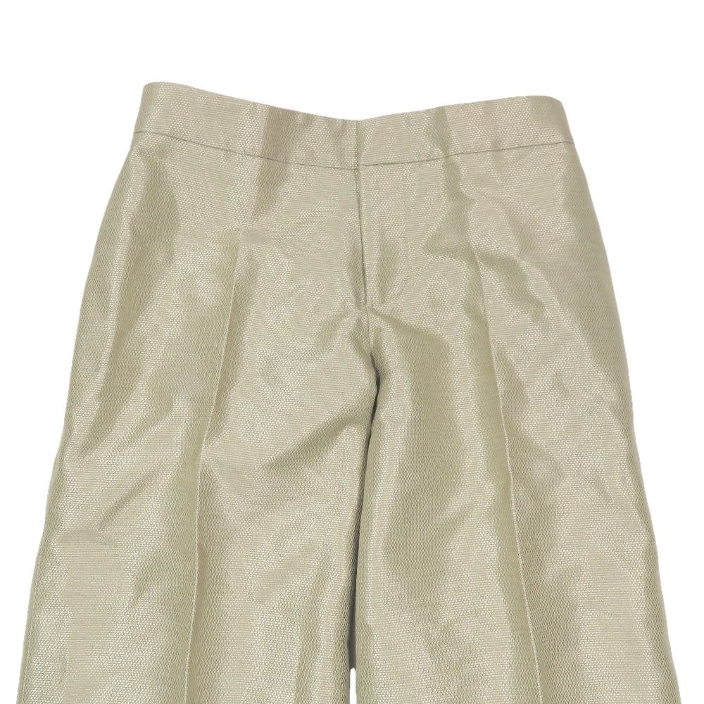 Gucci Vintage Cotton Rayon Wide Pants Trousers Flare Long Pleated 38 Beige — view 4
