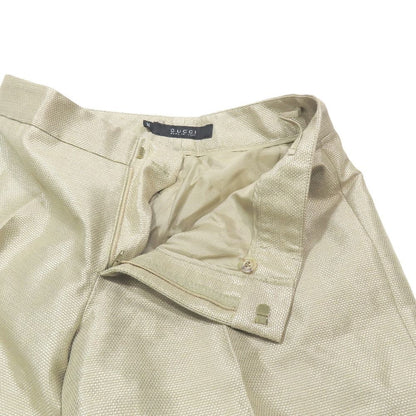 Gucci Vintage Cotton Rayon Wide Pants Trousers Flare Long Pleated 38 Beige — view 3