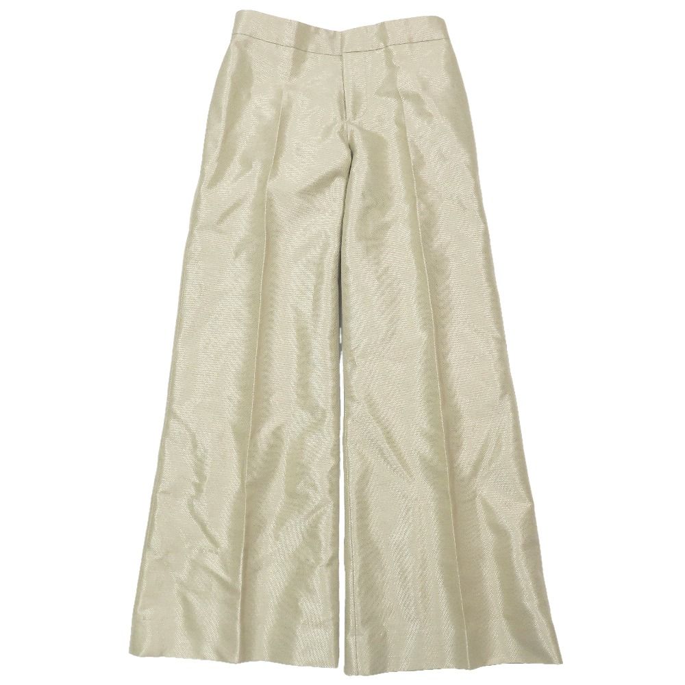 Gucci Vintage Cotton Rayon Wide Pants Trousers Flare Long Pleated 38 Beige