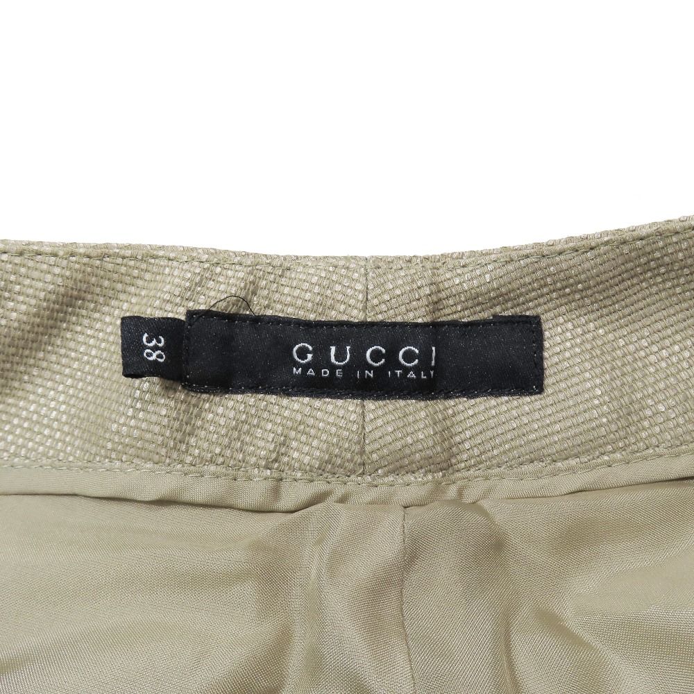 Gucci Vintage Cotton Rayon Wide Pants Trousers Flare Long Pleated 38 Beige — view 5