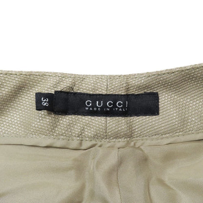 Gucci Vintage Cotton Rayon Wide Pants Trousers Flare Long Pleated 38 Beige — view 5