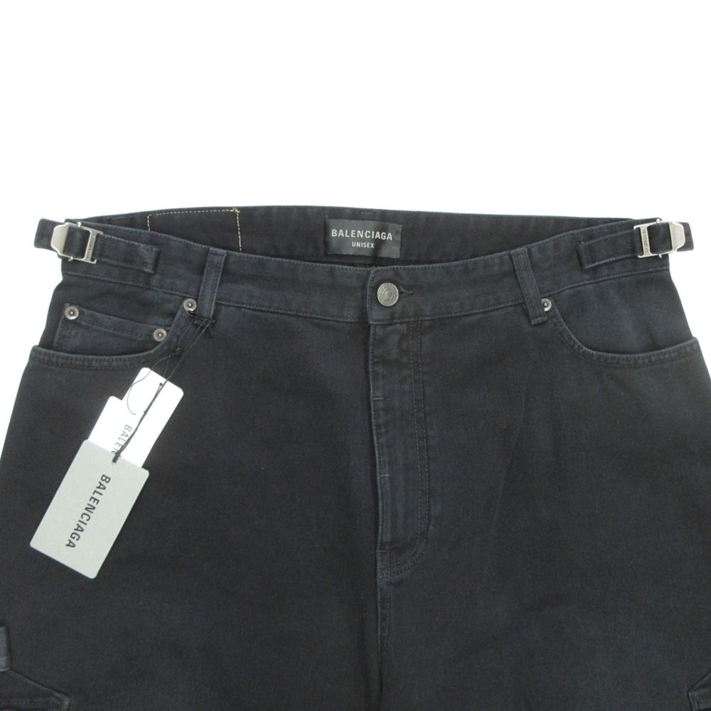 Balenciaga Soft Left Hand Wide Cargo Denim Pants Baggy L Black — view 3