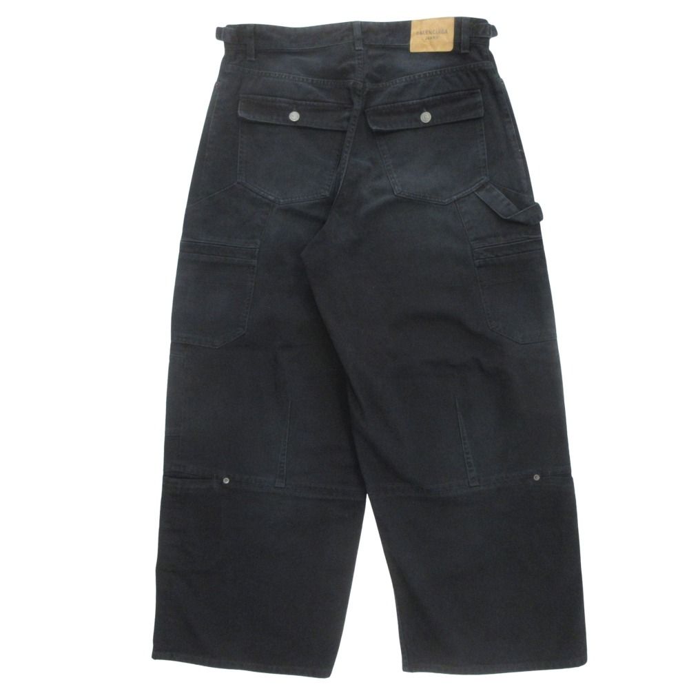 Balenciaga Soft Left Hand Wide Cargo Denim Pants Baggy L Black — view 2
