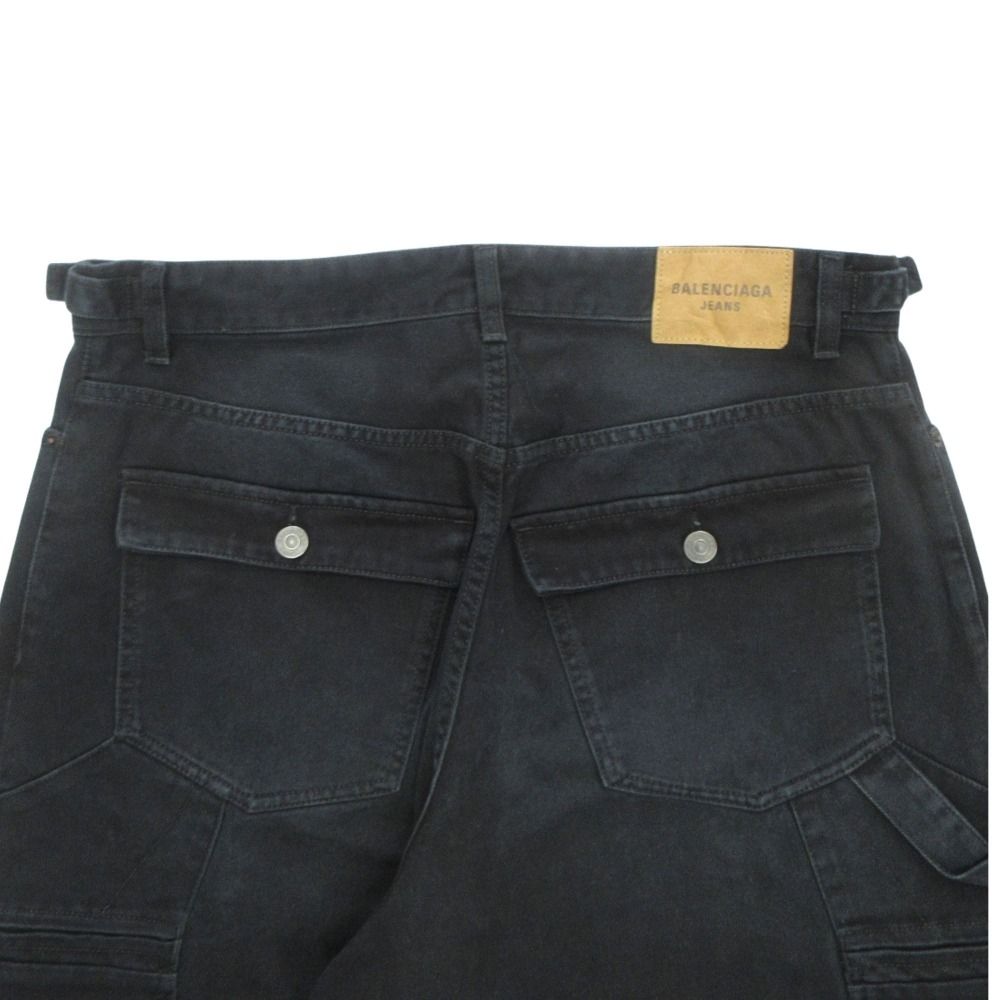 Balenciaga Soft Left Hand Wide Cargo Denim Pants Baggy L Black — view 4