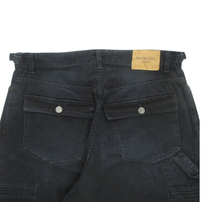 Balenciaga Soft Left Hand Wide Cargo Denim Pants Baggy L Black — view 4