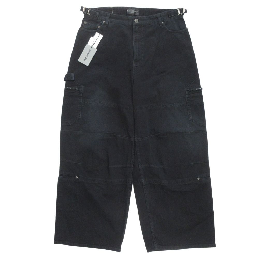 Balenciaga Soft Left Hand Wide Cargo Denim Pants Baggy L Black