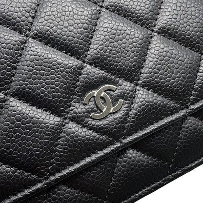 Chanel Chain Wallet Classic Quilted CC Logo Caviar Leather Black — view 7