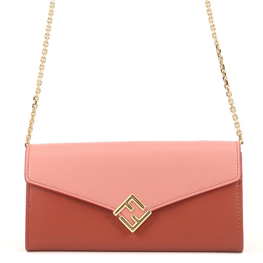 Fendi Chain Wallet FF Diamond Bicolor Leather