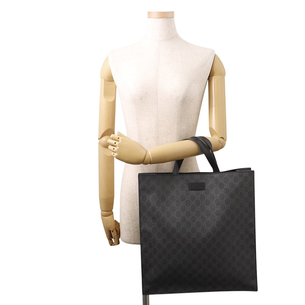 Gucci Tote GG Supreme Leather 2-Way Shoulder Bag Black — view 4