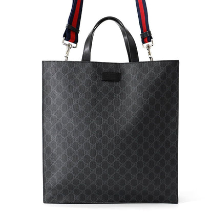 Gucci Tote GG Supreme Leather 2-Way Shoulder Bag Black