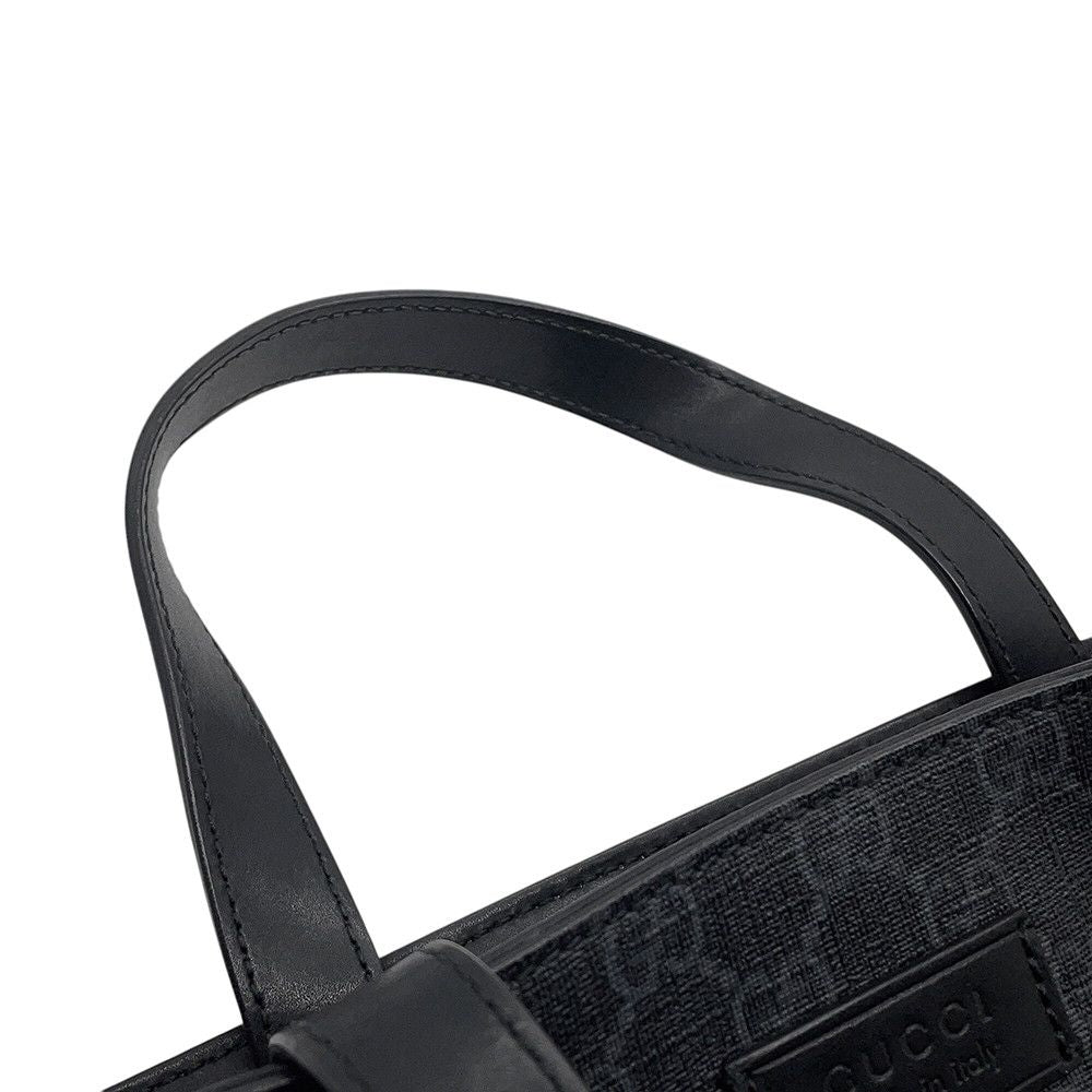 Gucci Tote GG Supreme Leather 2-Way Shoulder Bag Black — view 8