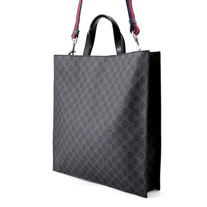 Gucci Tote GG Supreme Leather 2-Way Shoulder Bag Black — view 2